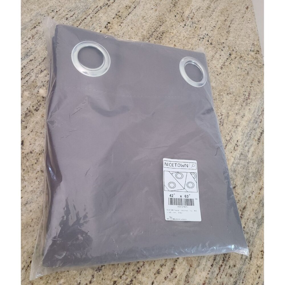 NICETOWN Thermal Insulated Blackout Window Curtain- (Grey Color) W42 X L63